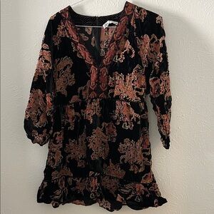Zara Black and Pink Floral Dress